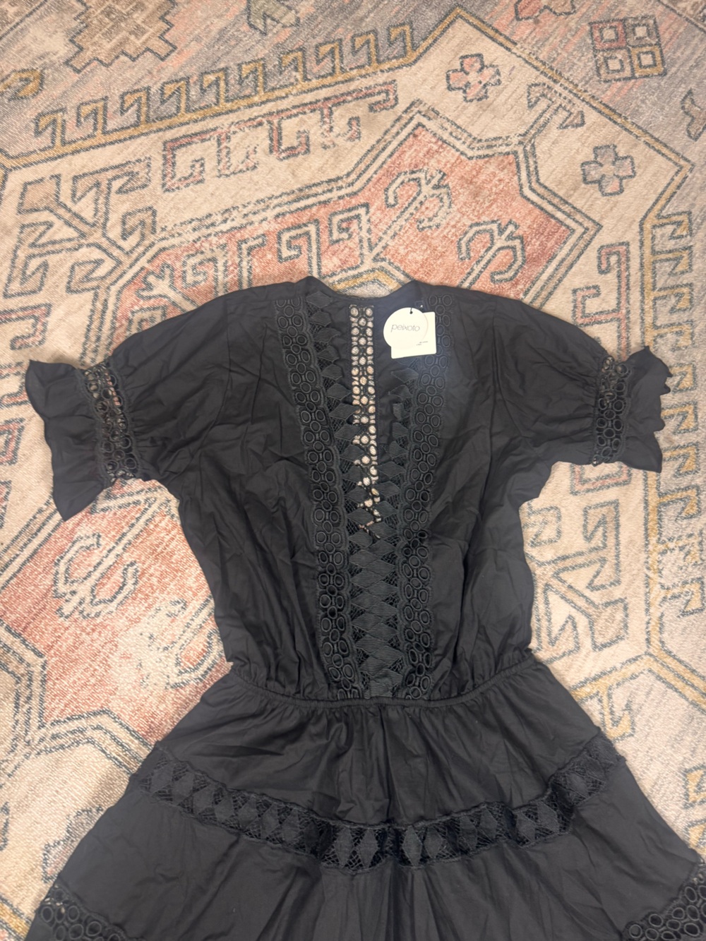 $198 Peixoto Black Ora Cotton Embroidered Swimsuit Cover Up Dress XL yse2123 - Picture 4 of 11
